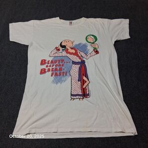 Vintage‎ Nite Lite Popeye Olive Oyl Sleep Shirt White Beauty Before Breakfast